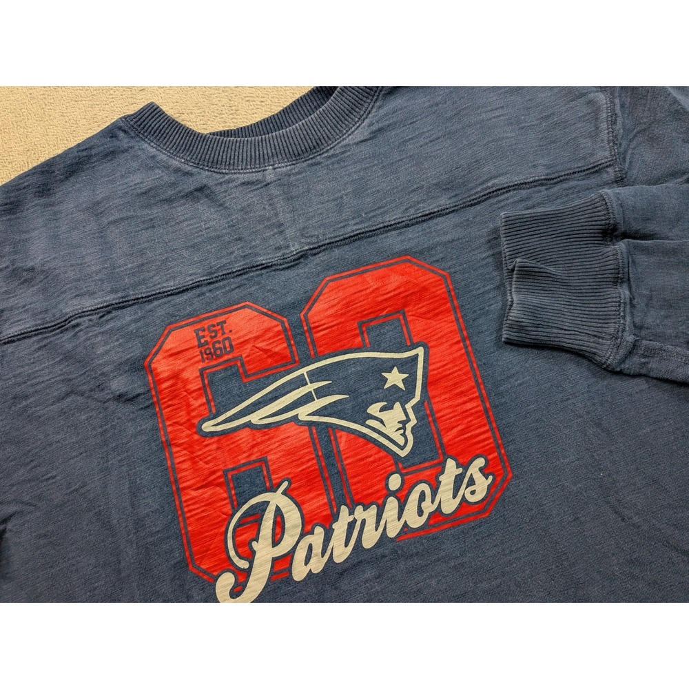 NFL Pro Line New England Patriots Mens Large Blue Long Sleeve Slub T-Shirt